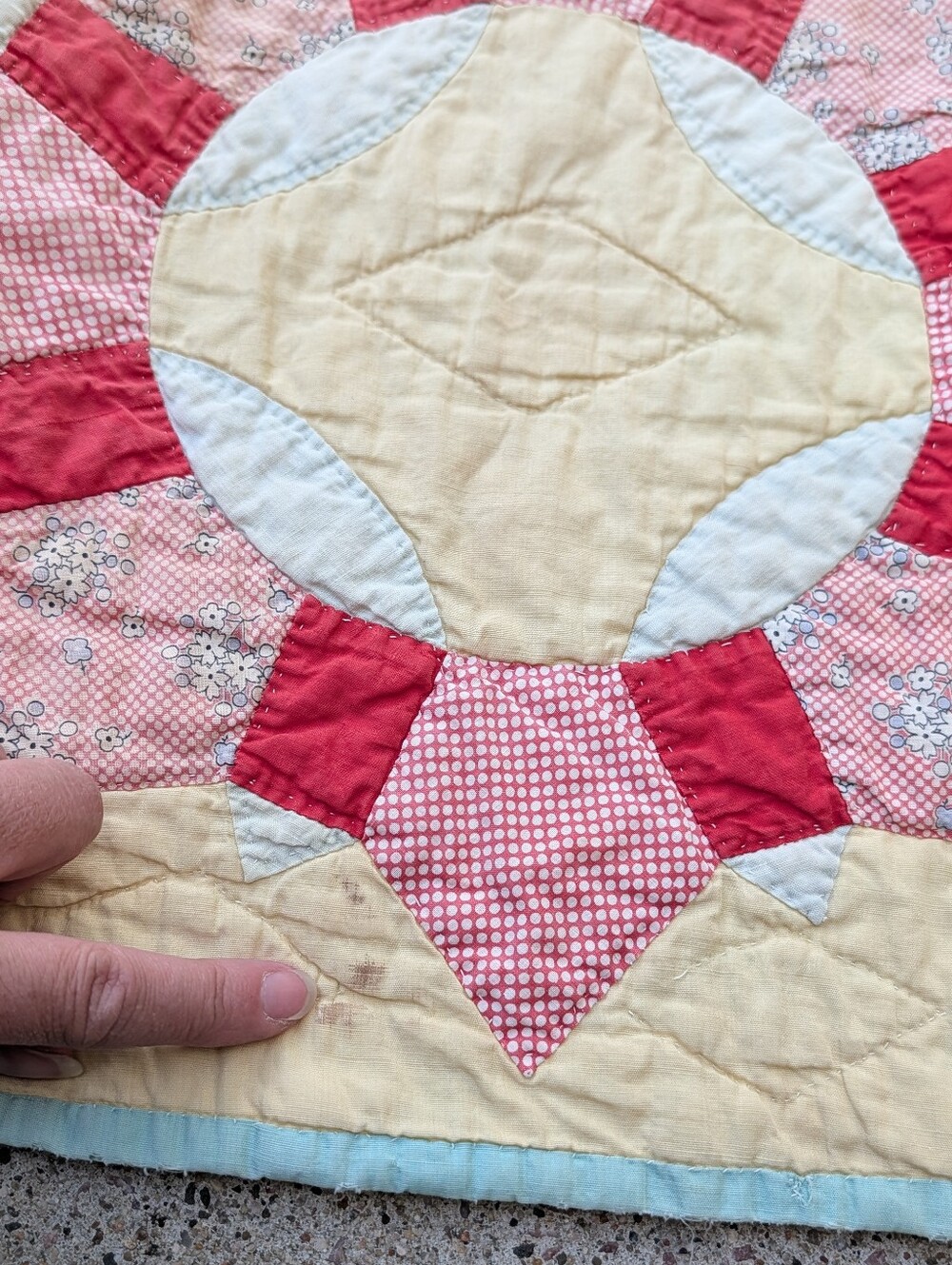 VINTAGE QUILT PANTS feedsack patchwork upcycled S - Picture 10 of 16